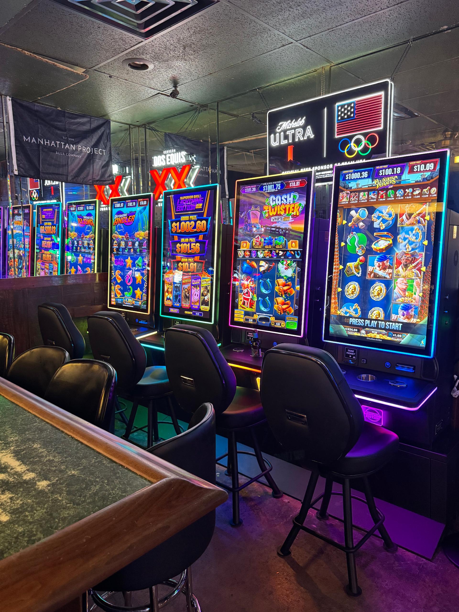 Skill game machine setup inside a Texas bar